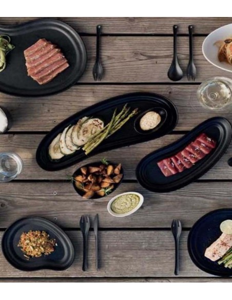 Plato L melamina negra “KAROLA” 33,5x23,1x2cm de BETIK (12Uds)