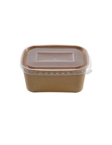 Envase hermético rectangular kraft c/tapa PET 1000ml (150Uds)