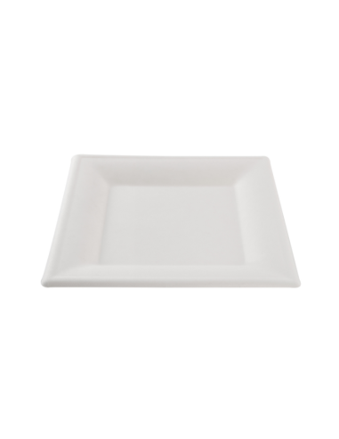 Plato cuadrado bagazo blanco (800Uds)