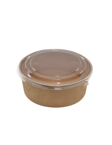 Ensaladera cartón kraft con tapa antiempañante PET 1300ml (250Uds)
