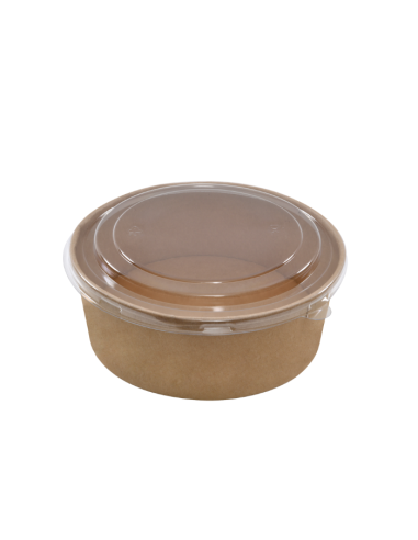 Ensaladera cartón kraft con tapa antiempañante PET 1300ml (250Uds)