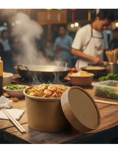 Tapa de tarrina alta de kraft 350ml (500uds)