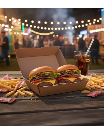 Caja doble hamburguesa kraft 20x11x8,5cm (200uds) 2
