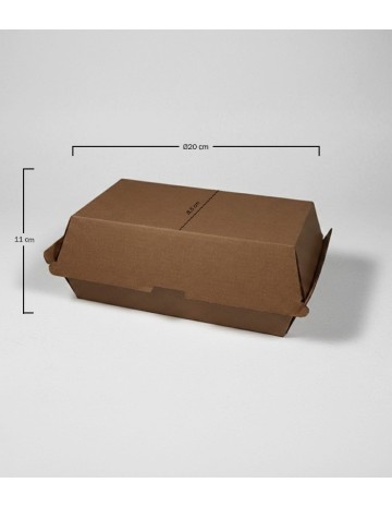 Caja doble hamburguesa kraft 20x11x8,5cm (200uds) 2