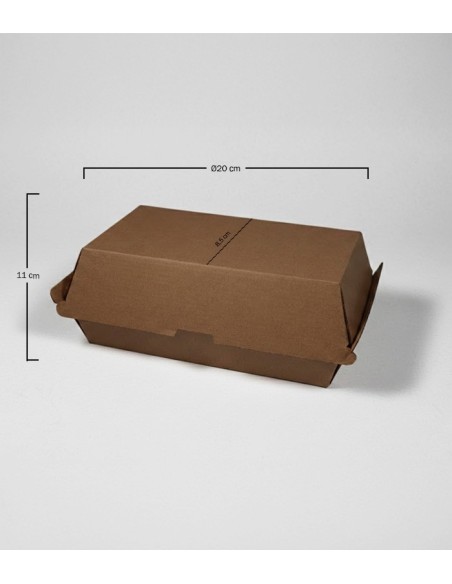 Caja doble hamburguesa kraft 20x11x8,5cm (200uds)