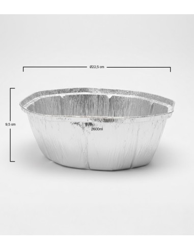 Envase de aluminio oval 2600ml (125uds)