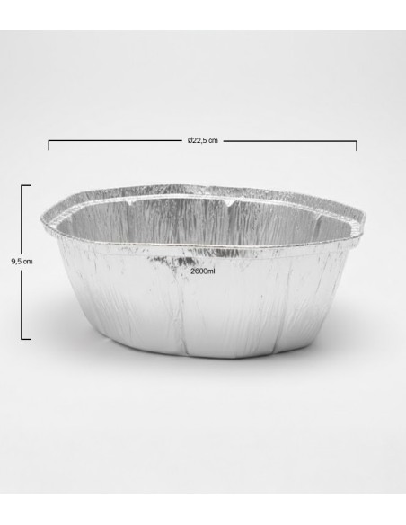 Envase de aluminio oval 2600ml (125uds)