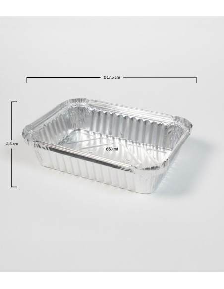 Envase de aluminio rectangular 650ml (100uds)