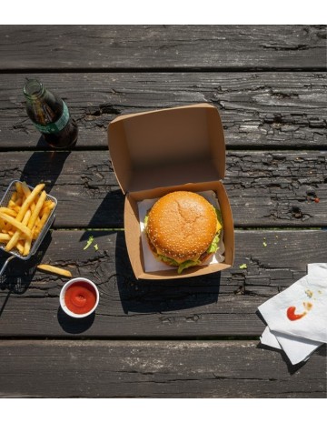 Caja burguer Kraft mediana 12x12cm (600uds) 2