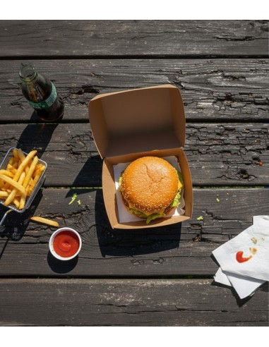 Caja burguer Kraft mediana 12x12cm (600uds)