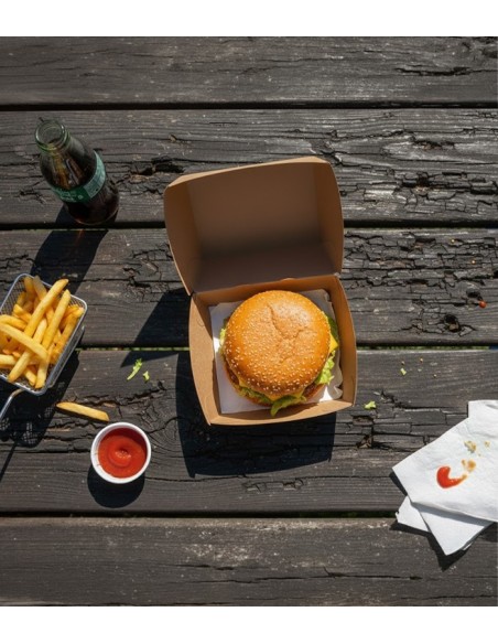 Caja burguer Kraft mediana 12x12cm (600uds)