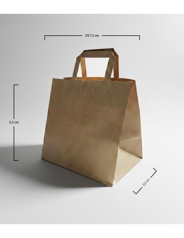 Bolsa de papel kraft de asa plana con base ancha 32x37+22 cm (250uds) 2