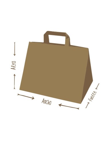 Bolsa papel kraft de asa plana base ancha 27x32+18 cm (250uds)