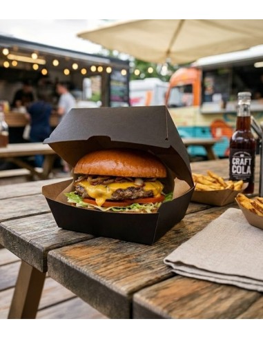 Caja Burger 120x120x90mm 305gr - Black Collection (400Uds)
