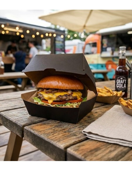 Caja Burger 120x120x90mm 305gr - Black Collection (400Uds)
