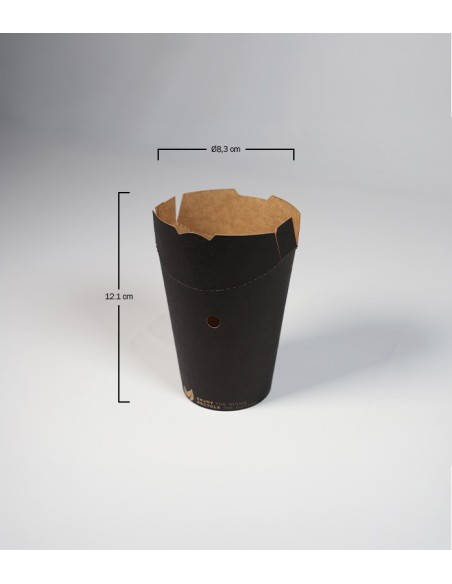 Envase Patatas con Tapa y Agujeros 305gr - Black Collection (1000Uds)