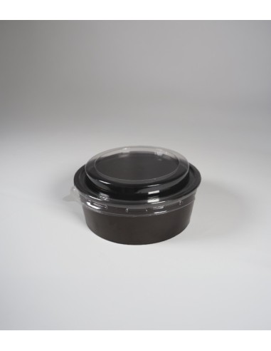 Black Collection Ensaladera cartón negra + tapa PET ⌀142mm 550ml (250Uds)