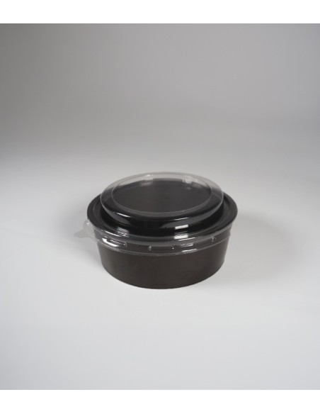 Black Collection Ensaladera cartón negra + tapa PET ⌀142mm 550ml (250Uds)