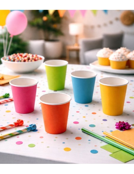 Vaso Cartón Mix Colores 210ml - Betik (1000Uds)