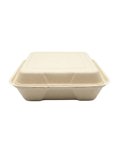 Envase con tapa bisagra bagazo 235x235x85mm (4x50uds) - Muñoz B