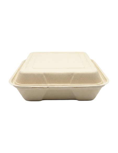 Envase con tapa bisagra bagazo 235x235x85mm (4x50uds) - Muñoz B