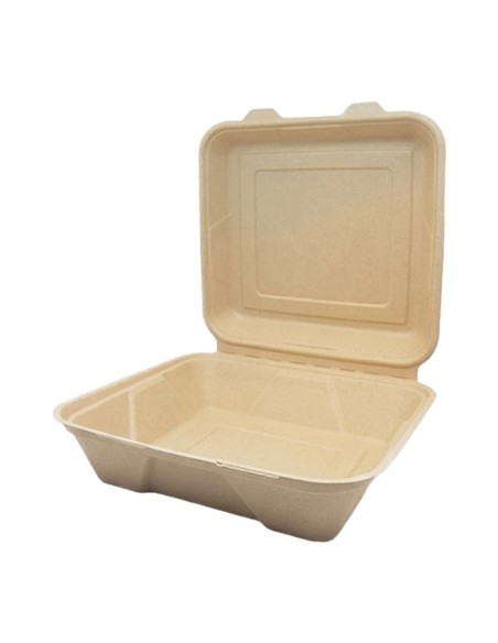 Envase con tapa bisagra bagazo 235x235x85mm (4x50uds) - Muñoz B