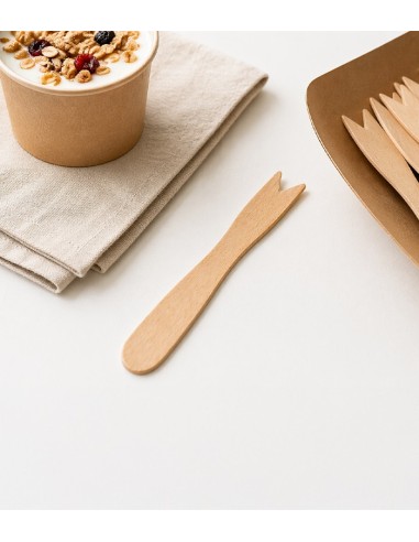 Mini tenedor de madera 85mm (10000uds)