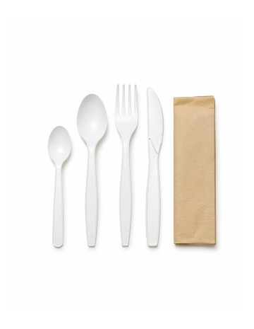 Pack 4  cubiertos CPLA + Servilleta BIO - Betik (500uds)