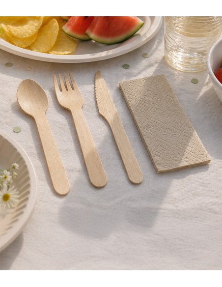Pack Cubiertos Tris + Servilleta Kraft - Betik (500Uds)