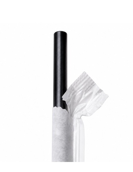 Pajitas Negras de Papel Enfundadas 0,6x20cm (500uds)