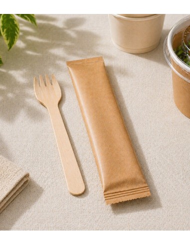 Tenedor de Madera Enfundado 10,5cm (100uds)