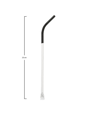 Pajita Flexible Negra Enfundada 0,6x20cm (1000 Uds)