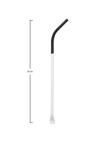 Pajita Flexible Negra Enfundada 0,6x20cm (1000 Uds)