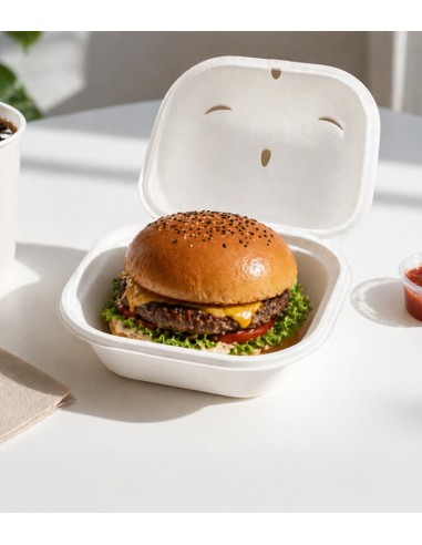 Caja Burger EKO Bagazo Blanco 540ml - Betik (250Uds)