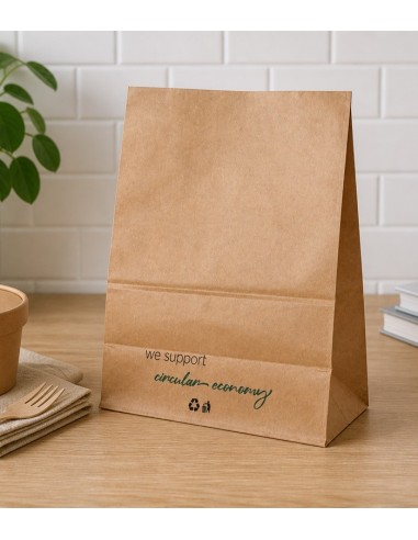 Bolsa americana kraft sin asa Economía circular 39x32+18cm (250uds)