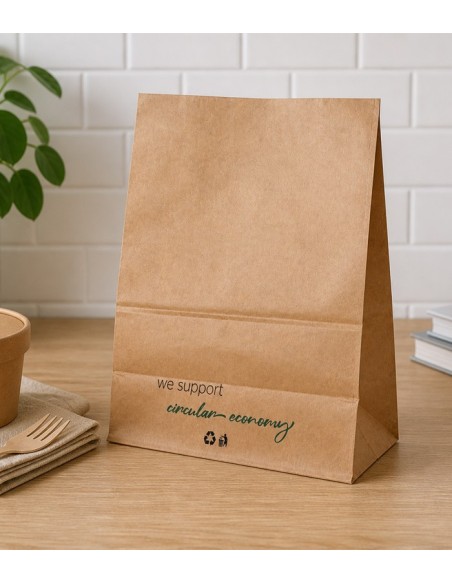 Bolsa americana kraft sin asa Economía circular 39x32+18cm (250uds)