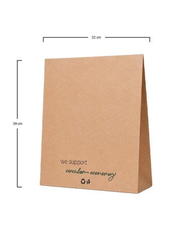 Bolsa americana kraft sin asa Economía circular 39x32+18cm (250uds)
