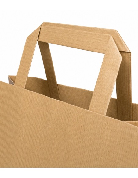 Bolsa papel kraft de asa plana base ancha 27x32+18 cm (250uds)