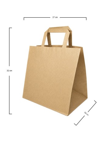 Bolsa papel kraft de asa plana base ancha 27x32+18 cm (250uds) 2