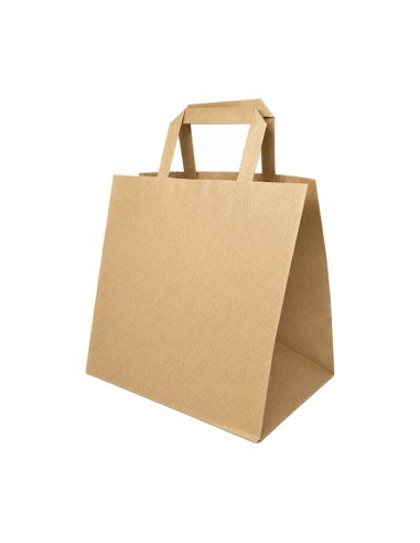 Bolsa papel kraft de asa plana base ancha 27x32+18 cm (250uds)