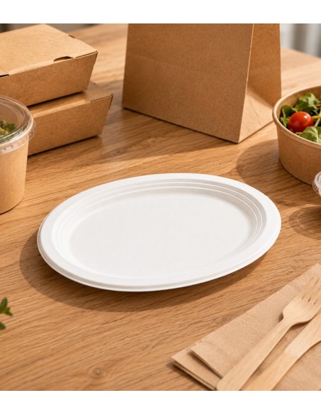 Plato Oval de Bagazo 26x20 cm Biodegradable | Betik (520 uds)