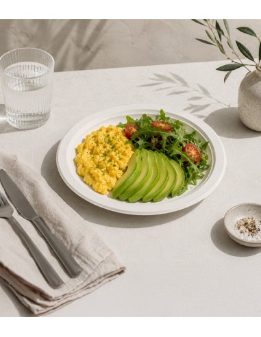 Plato Bagazo Blanco 15 cm Biodegradable | Betik (800 uds)