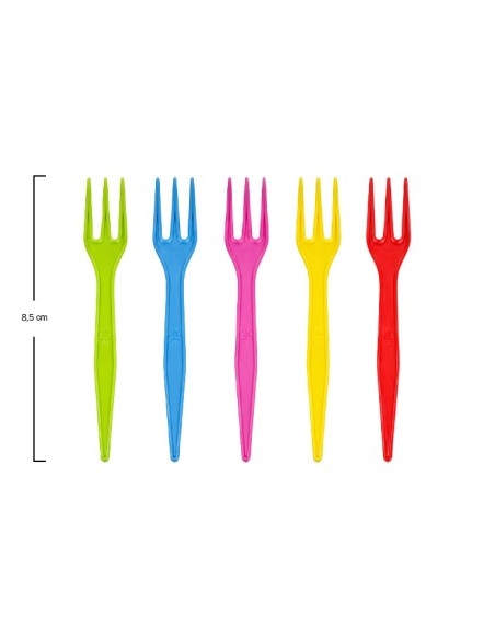 Mini Tenedor Mix Colores 8,5cm - Betik (5000Uds)