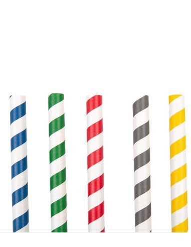 Pajita de papel recta colores 6x200mm (250uds)