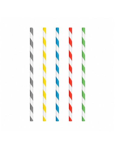 Pajita de papel recta colores 6x200mm (250uds)