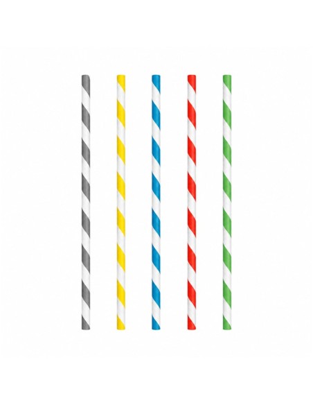 Pajita de papel recta colores 6x200mm (250uds)