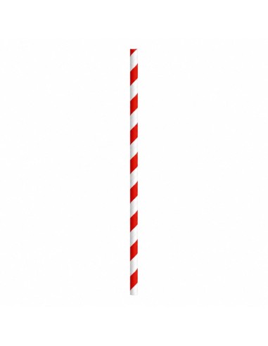 Pajitas papel granizado rectas rojas y blancas 8x230mm - MB