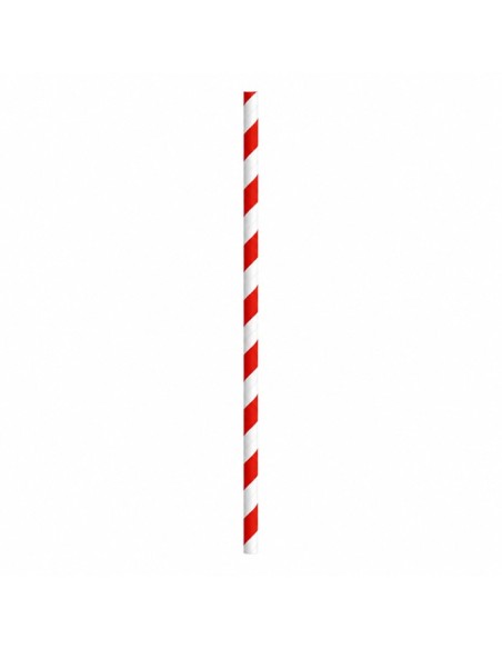 Pajitas papel granizado rectas rojas y blancas 8x230mm - MB
