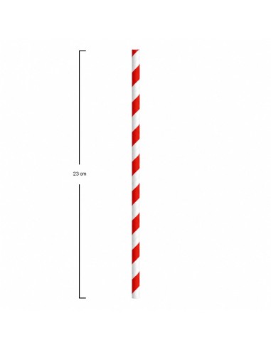 Pajitas papel granizado rectas rojas y blancas 8x230mm - MB