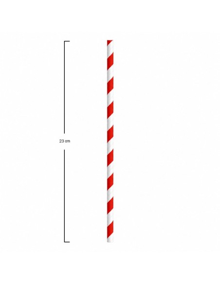 Pajitas papel granizado rectas rojas y blancas 8x230mm - MB